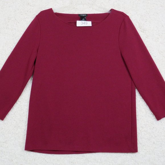 Ann‎ Taylor* Women's 3/4 Sleeve Pullover Crew Neck Blouse Size Medium ~ Burgundy - Picture 1 of 9